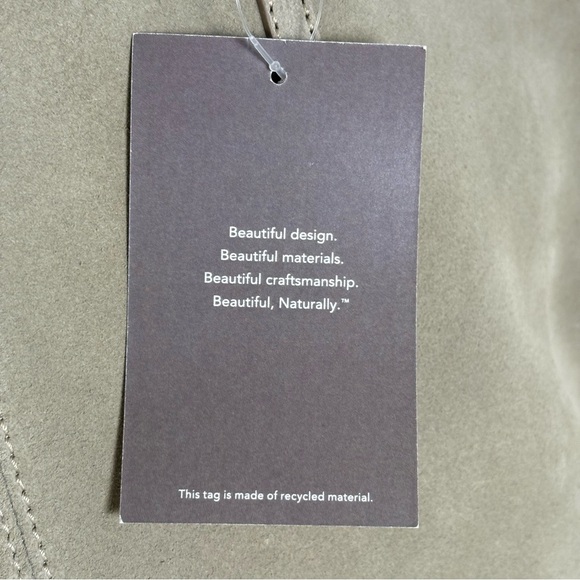 GARNET HILL Suede Leather Tote Made in Italy New w Tags Sand Beige Taupe Cream - Picture 3 of 15